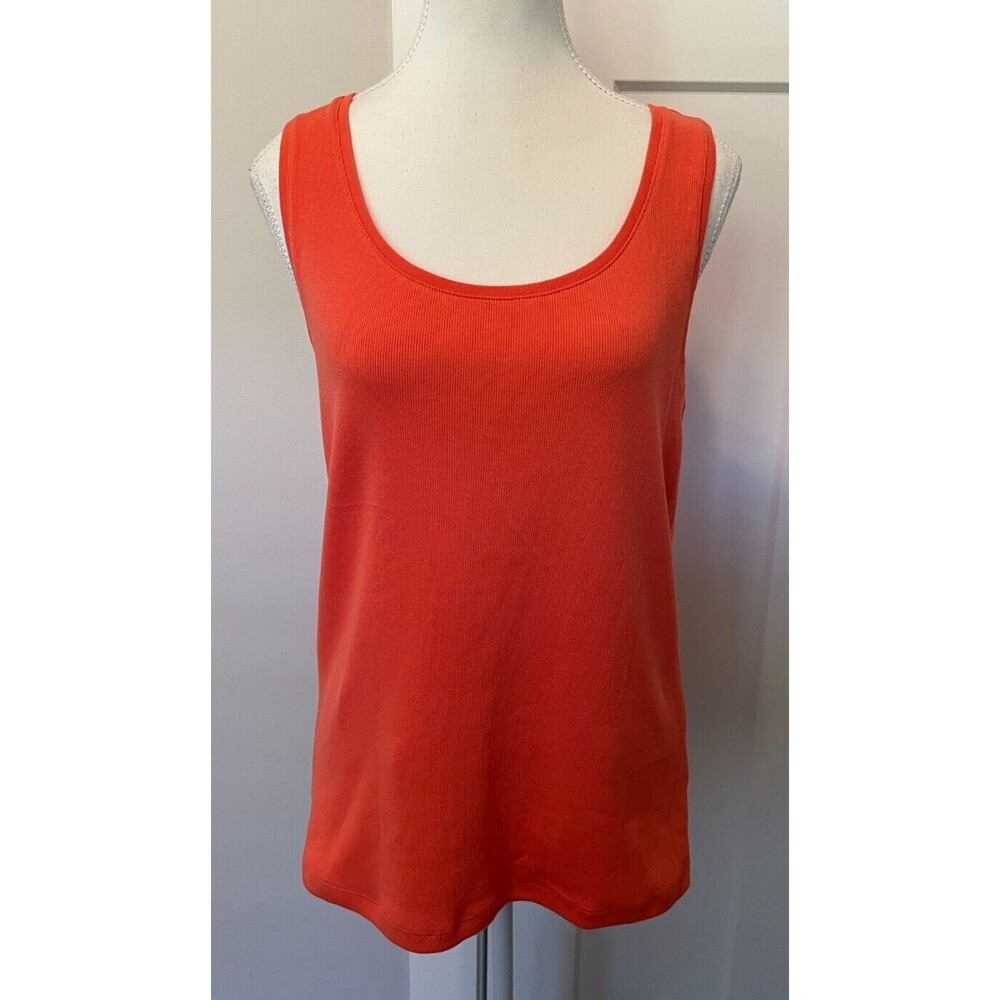 CHICOS Womens Knit TESS Tank TOP Sleeveless ORANGE Ribbed Size 2 (L/12) NWT